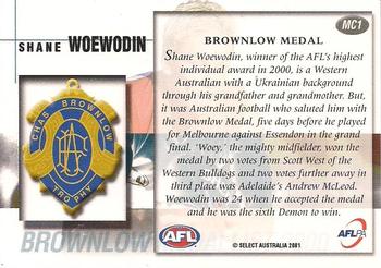 2001 Select AFL Authentic - Medals #MC1 Shane Woewodin Back